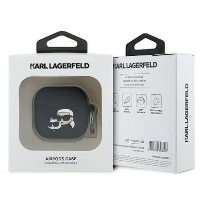 Karl Lagerfeld 3D Karl & Choupette's Heads etui til Apple AirPods 4, Sort