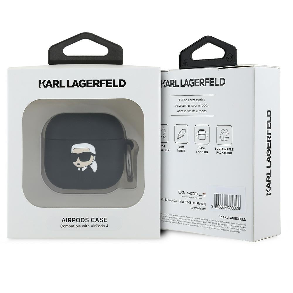 Karl Lagerfeld 3D Karl's Head etui til Apple AirPods 4, Sort