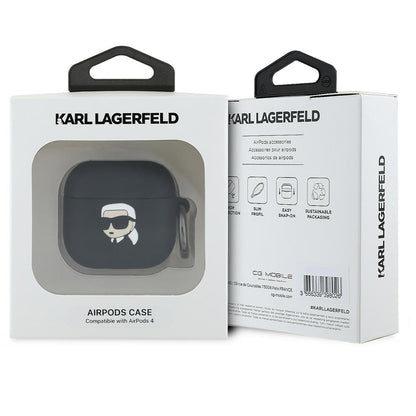 Karl Lagerfeld 3D Karl's Head etui til Apple AirPods 4, Sort