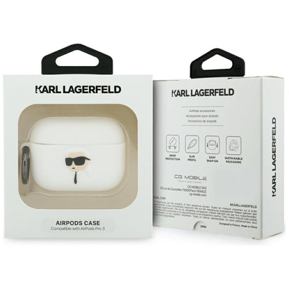 Karl Lagerfeld 3D Karl's Head etui til Apple AirPods Pro 3, Hvid