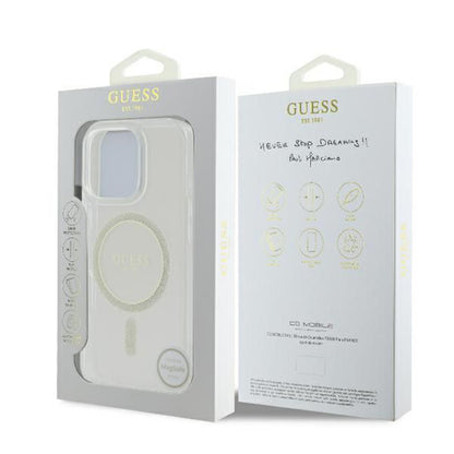 MagSafe cover til Apple iPhone 16 Pro, Guess, IML Glitter Ring, Transparent GUHMP16LHFGERET