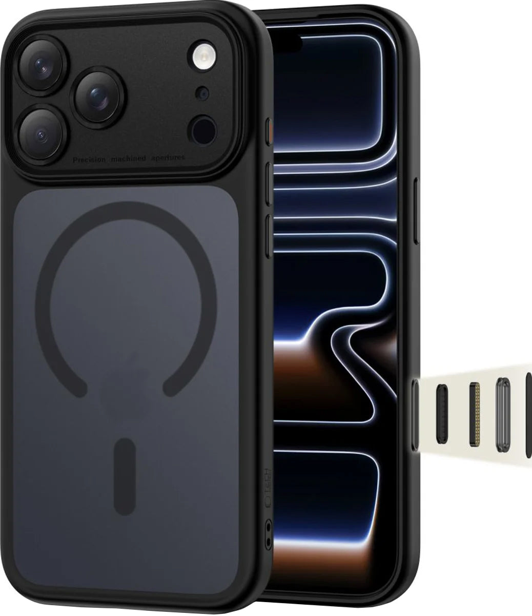 MagSafe-etui til Apple iPhone 17 Pro, Tech-Protect, MagPeak, Mat Sort
