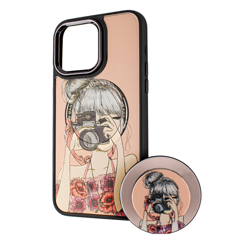 MagSafe Case for Apple iPhone 15 Pro Max, BOTER, MagPopsocket Photo Girl, Multicolor