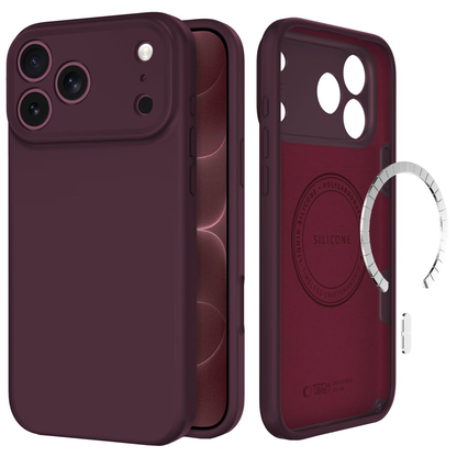 MagSafe-cover til Apple iPhone 18 Pro / 17 Pro, Tech-Protect, silikone, vinrød
