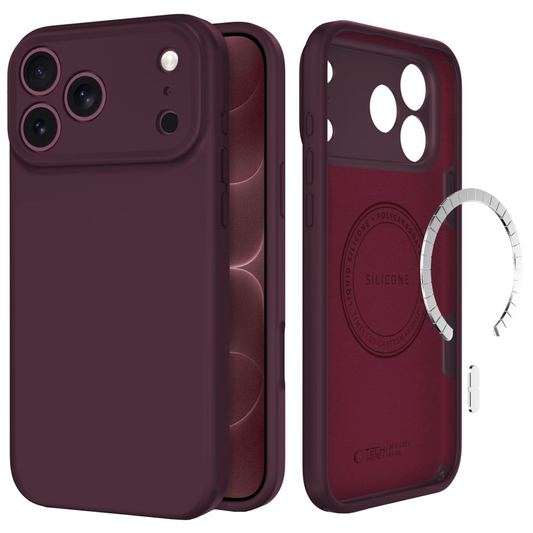 MagSafe-cover til Apple iPhone 18 Pro / 17 Pro, Tech-Protect, silikone, vinrød