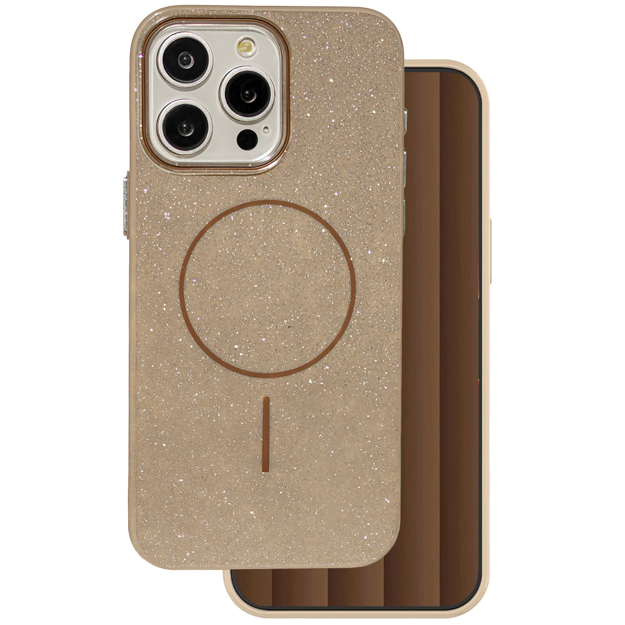 MagSafe-etui til Apple iPhone 15 Pro, OEM, Glitter Thin Mag, Brun