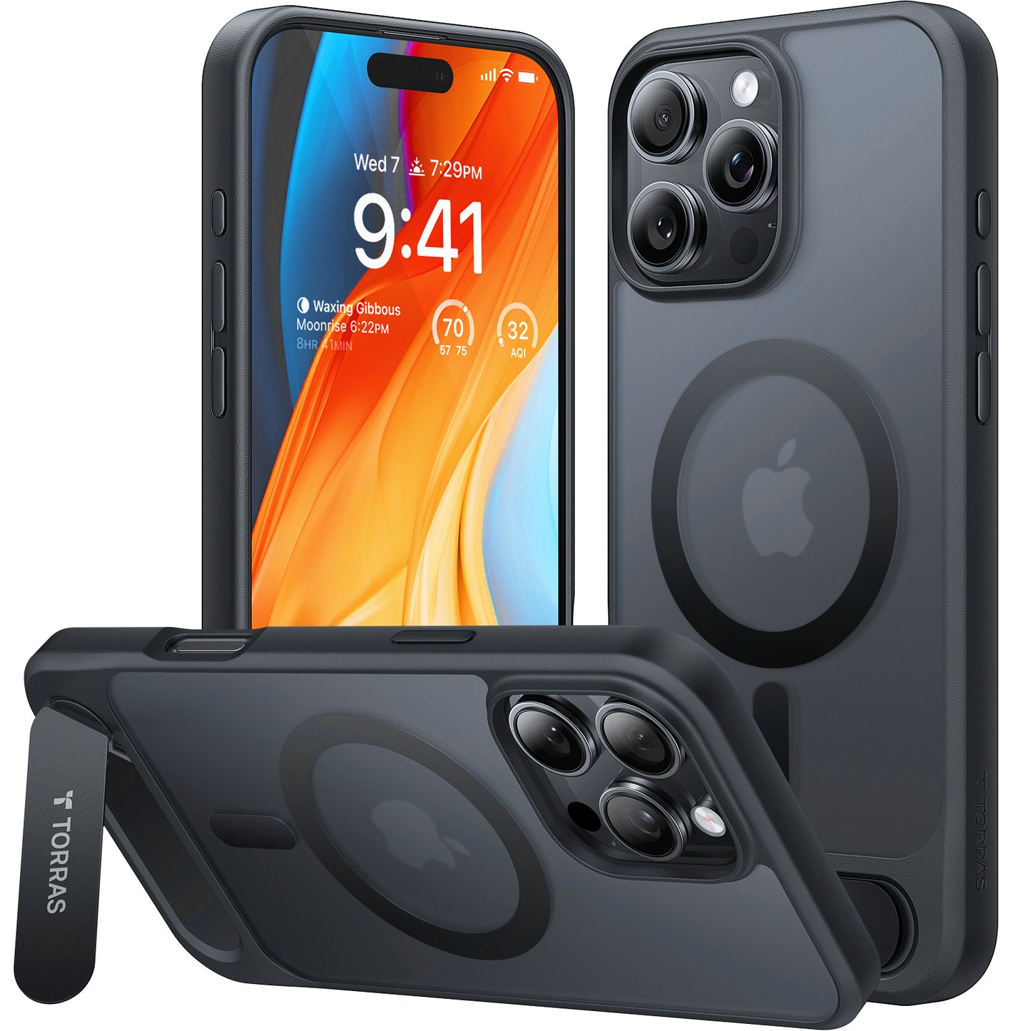 MagSafe cover til Apple iPhone 16 Pro, Torras, Pstand, Sort