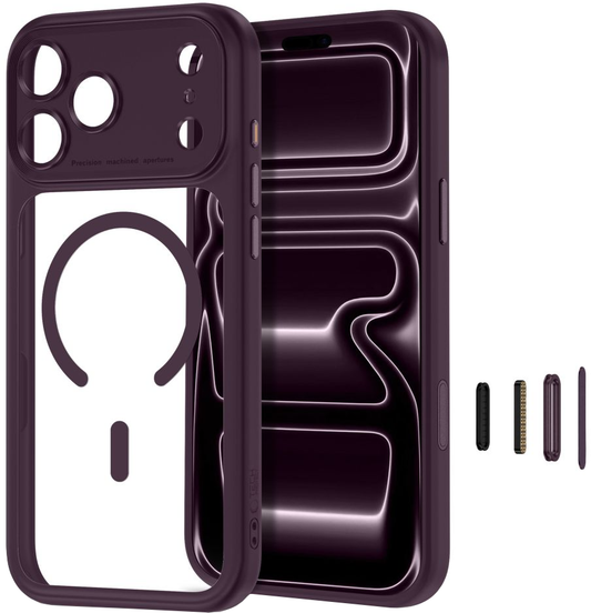 MagSafe-etui til Apple iPhone 18 Pro Max / 17 Pro Max, Tech-Protect, MagPeak CC, Transparent Vinrød