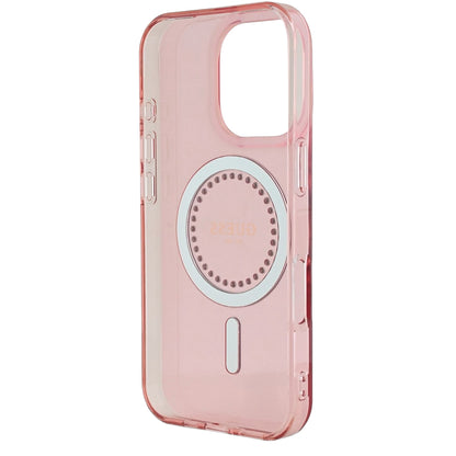 MagSafe cover til Apple iPhone 16 Pro Max, Guess, IML Rhinestones Ring, Pink GUHMP16XPFTDTEP