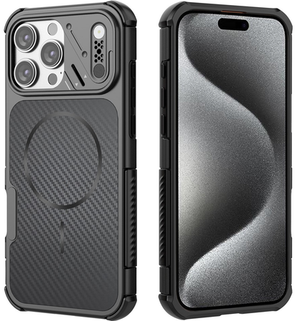 MagSafe-etui til Apple iPhone 16 Pro, OEM, Carbon og hjørnebeskyttelse, sort