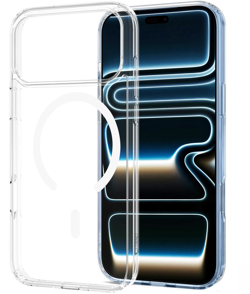 MagSafe-etui til Apple iPhone 18 Pro / 17 Pro, Tech-Protect, Flexair Hybrid med skærmbeskytter, gennemsigtig
