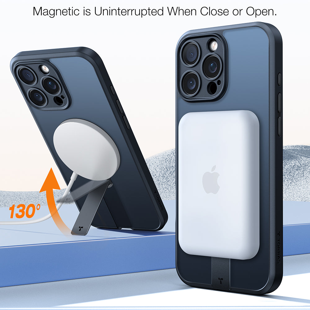 MagSafe cover til Apple iPhone 16 Pro, Torras, Pstand Spin, Sort