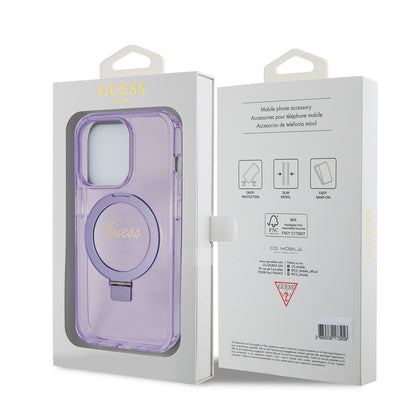 MagSafe cover til Apple iPhone 15 Pro Max, Guess, IML Ring Stand Glitter, Lilla GUHMP15XHRSGSU