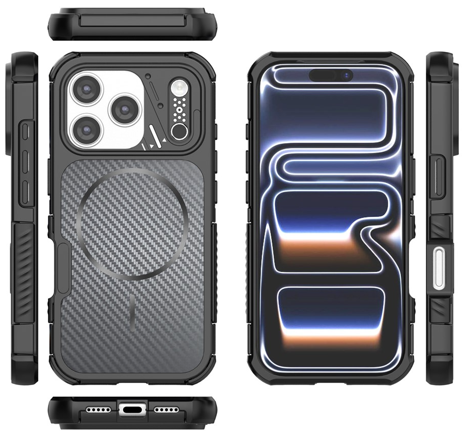 MagSafe-etui til Apple iPhone 18 Pro Max / 17 Pro Max, OEM, Carbon og hjørnebeskyttelse, sort