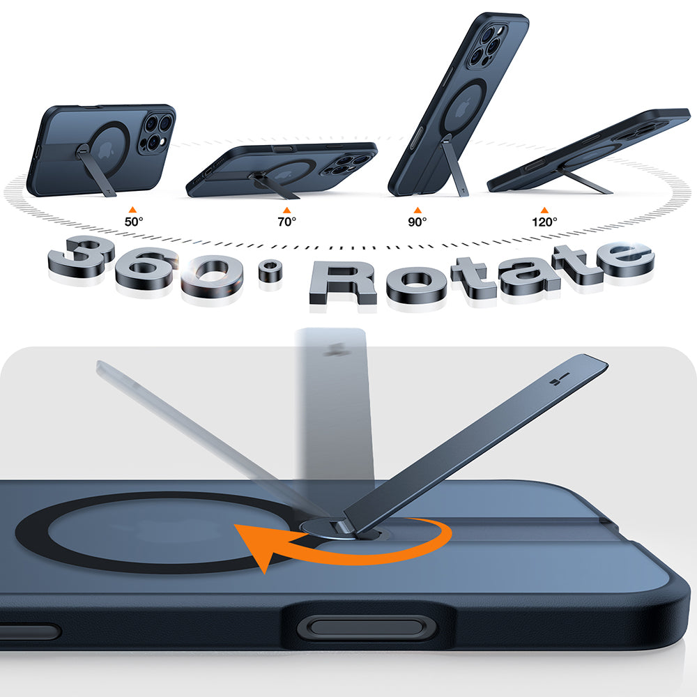 MagSafe cover til Apple iPhone 16 Pro, Torras, Pstand Spin, Sort