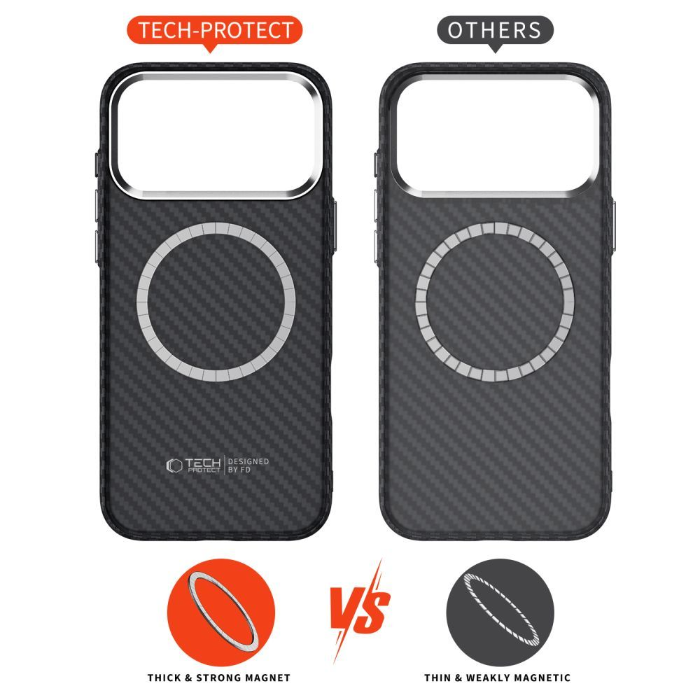 MagSafe cover til Apple iPhone 17 Pro, Tech-Protect, Ion Carbon, Sort