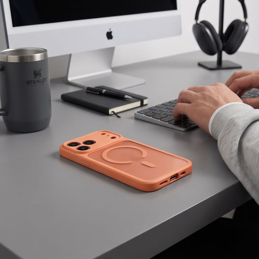 MagSafe-etui til Apple iPhone 18 Pro / 17 Pro, Tech-Protect, BasicMag, Mat Orange