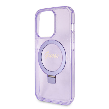 MagSafe cover til Apple iPhone 15 Pro Max, Guess, IML Ring Stand Glitter, Lilla GUHMP15XHRSGSU
