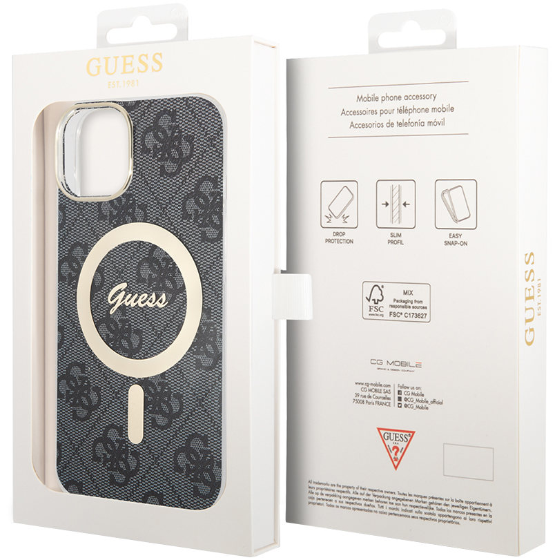 MagSafe cover til Apple iPhone 15, Guess, 4G IML, Sort GUHMP15SH4STK