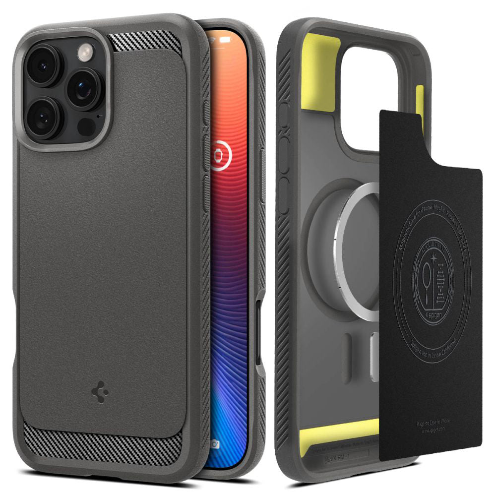 MagSafe-etui til Apple iPhone 16 Pro Max, Spigen, Rugged Armor, grå ACS07987 