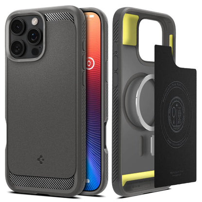 MagSafe-etui til Apple iPhone 16 Pro Max, Spigen, Rugged Armor, grå ACS07987 