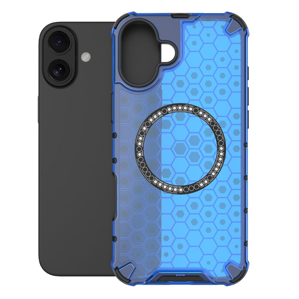 MagSafe-etui til Apple iPhone 16, Techsuit, HoneyComb Shield, Blå