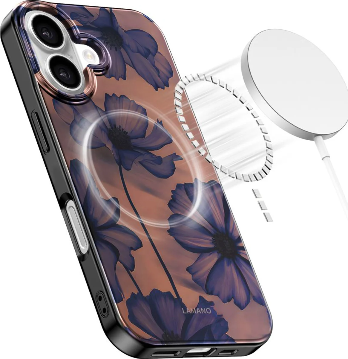 MagSafe cover til Apple iPhone 16, Tech-Protect, Lamano Velvet Night, Sort