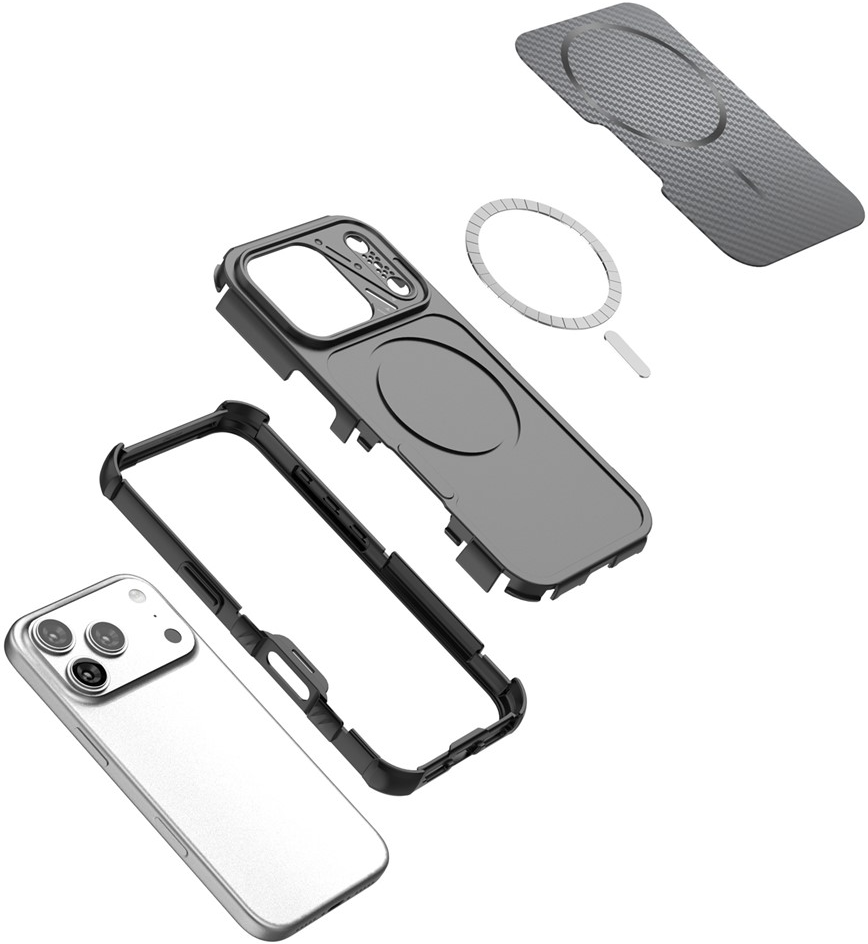 MagSafe-etui til Apple iPhone 18 Pro / 17 Pro, OEM, Carbon og hjørnebeskyttelse, sort