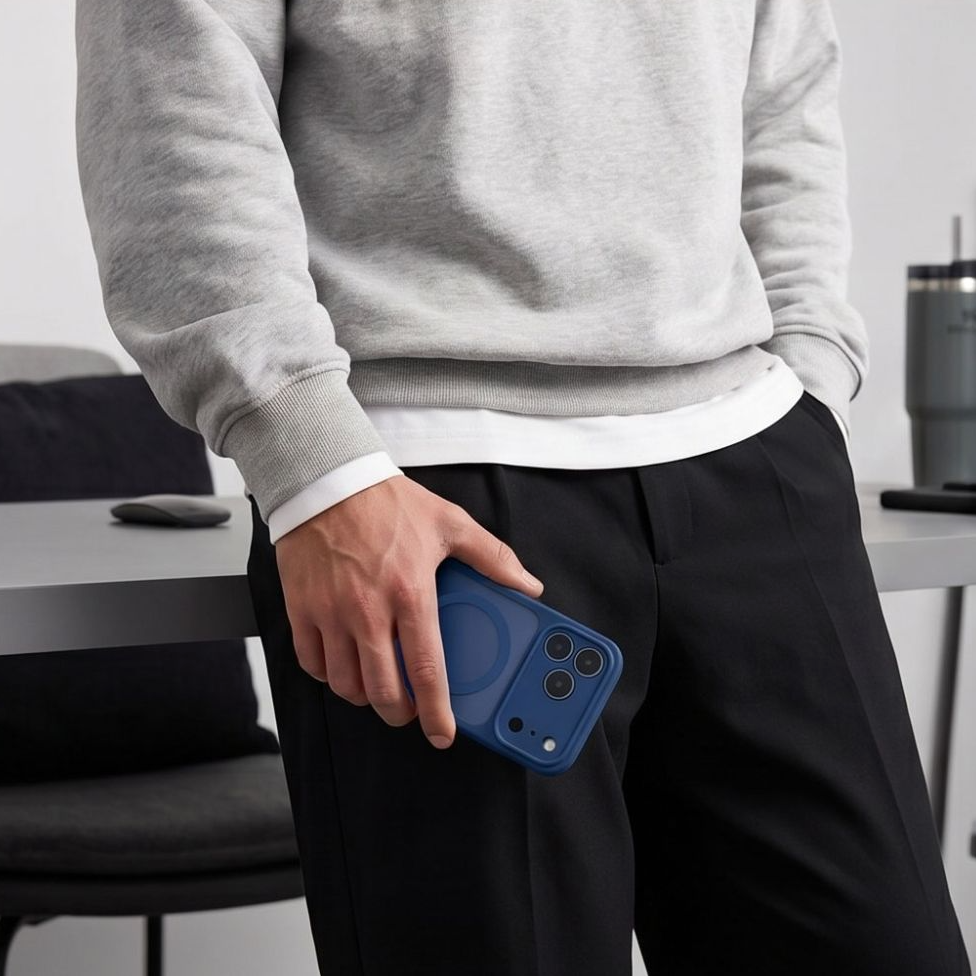 MagSafe-etui til Apple iPhone 18 Pro / 17 Pro, Tech-Protect, BasicMag, Mat Marineblå
