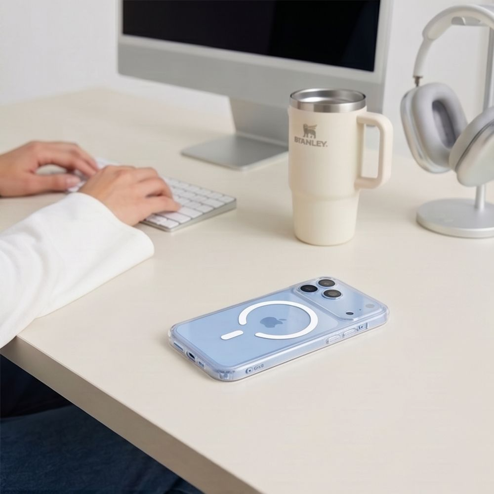 MagSafe-etui til Apple iPhone 18 Pro / 17 Pro, Tech-Protect, Flexair Hybrid med skærmbeskytter, gennemsigtig