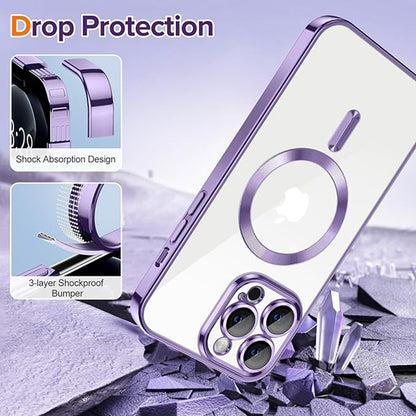 MagSafe-etui til Apple iPhone 12 Pro Max, Techsuit, Luxury Crystal, Lys lilla