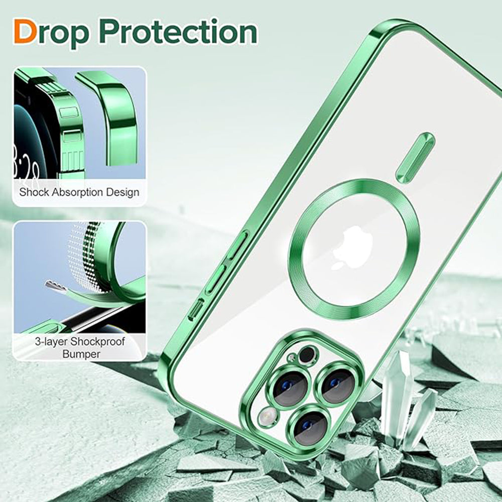 MagSafe-etui til Apple iPhone 12 Pro Max, Techsuit, Luxury Crystal, Lysegrøn