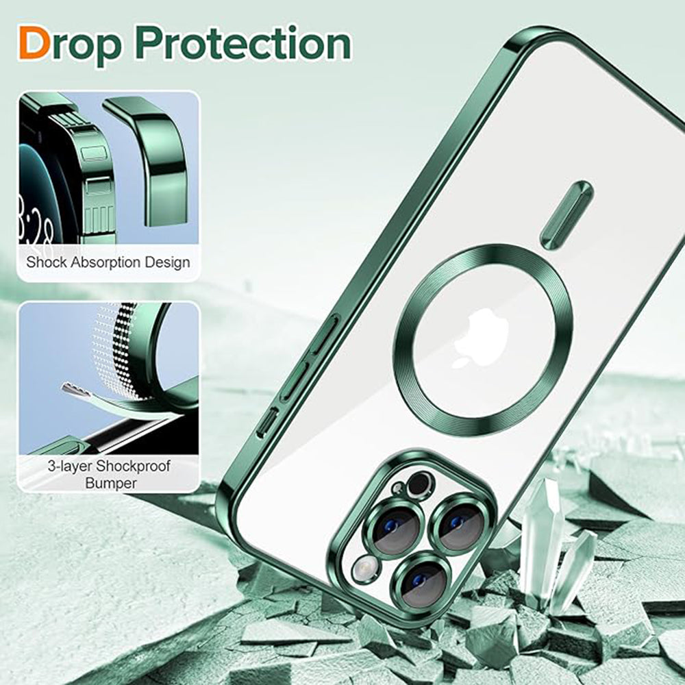 MagSafe-etui til Apple iPhone 12 Pro Max, Techsuit, Luxury Crystal, Mørkegrøn