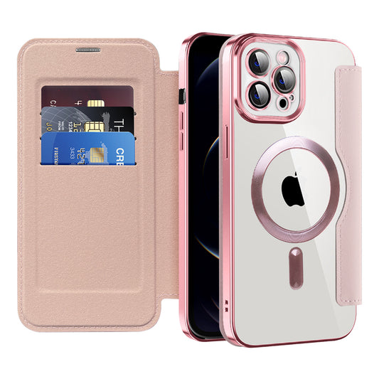 MagSafe Case for Apple iPhone 12 Pro Max, Techsuit, SmartMag Book, Pink
