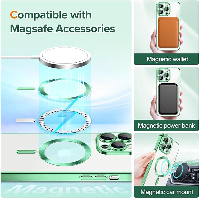 MagSafe-etui til Apple iPhone 12 Pro, Techsuit, Luxury Crystal, Lysegrøn