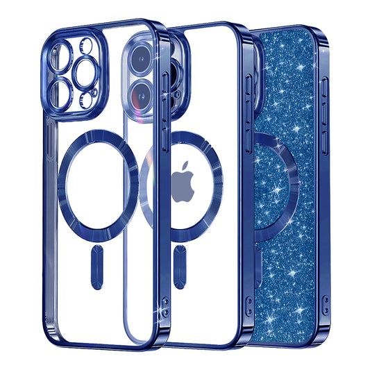 MagSafe Case for Apple iPhone 12 Pro, Techsuit, Luxury Glitter, Dark Blue