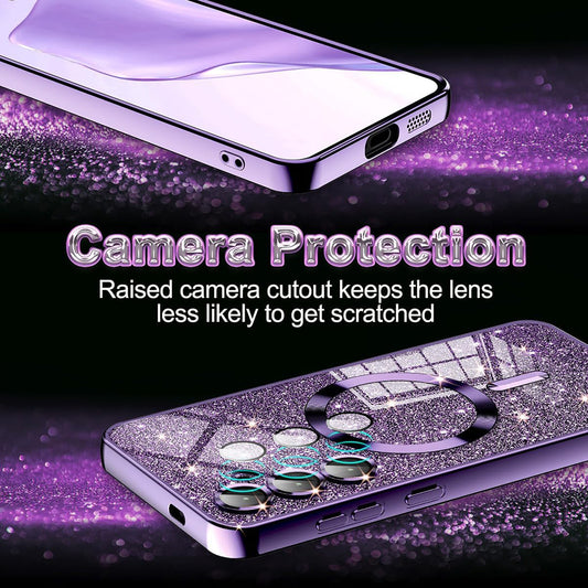 MagSafe Case for Apple iPhone 12 Pro, Techsuit, Luxury Glitter, Silver