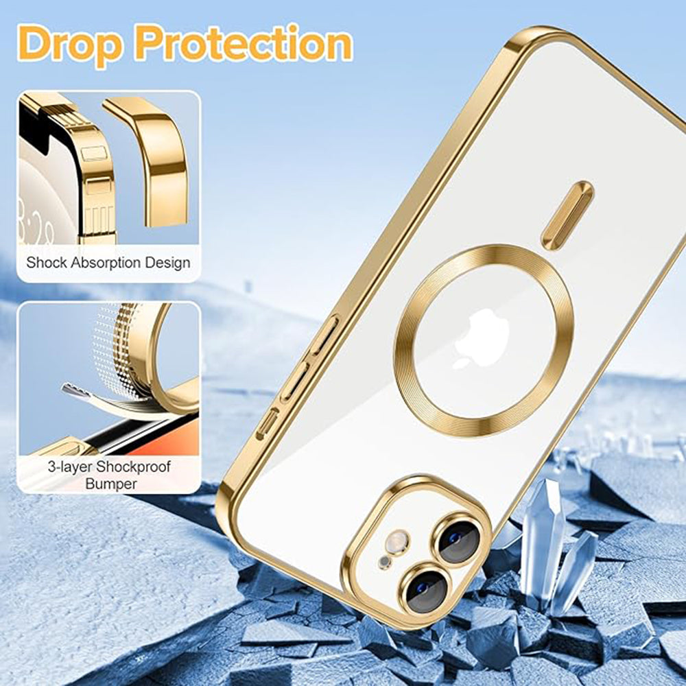 MagSafe-etui til Apple iPhone 12, Techsuit, Luxury Crystal, Guld