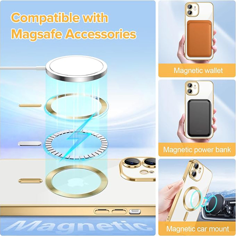 MagSafe-etui til Apple iPhone 12, Techsuit, Luxury Crystal, Guld