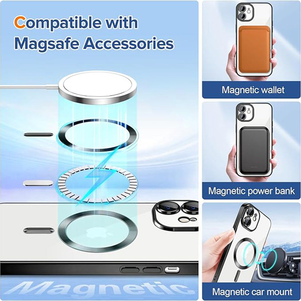 MagSafe-etui til Apple iPhone 12, Techsuit, Luxury Crystal, Sort