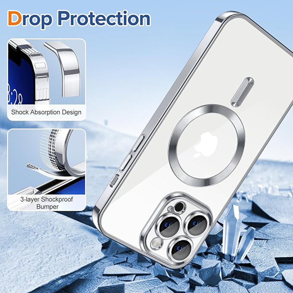 MagSafe-etui til Apple iPhone 13 Pro Max, Techsuit, Luxury Crystal, Sølv