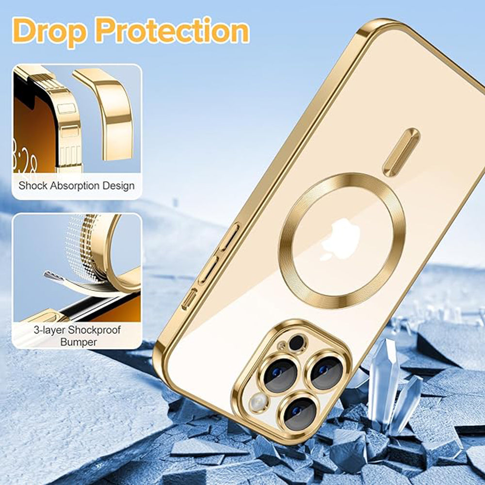 MagSafe-etui til Apple iPhone 13 Pro Max, Techsuit, Luxury Crystal, Guld