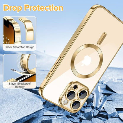 MagSafe-etui til Apple iPhone 13 Pro Max, Techsuit, Luxury Crystal, Guld
