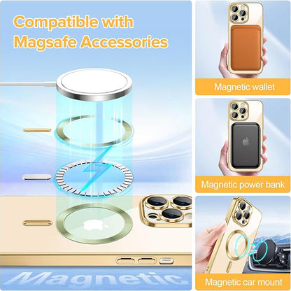 MagSafe-etui til Apple iPhone 13 Pro Max, Techsuit, Luxury Crystal, Guld