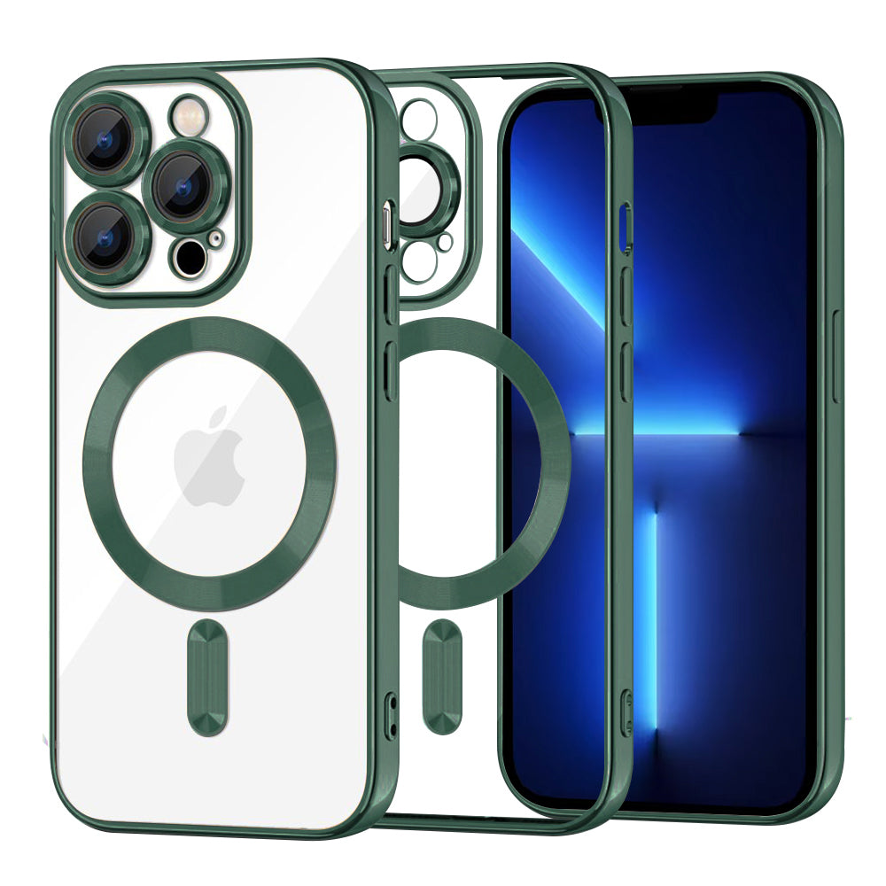MagSafe-etui til Apple iPhone 13 Pro Max, Techsuit, Luxury Crystal, Mørkegrøn