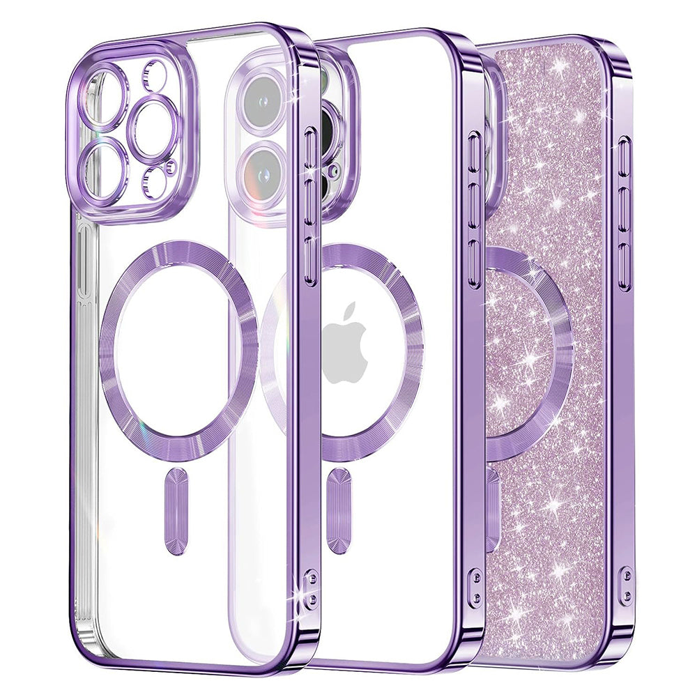 MagSafe-etui til Apple iPhone 13 Pro Max, Techsuit, Luxury Glitter, Lys lilla