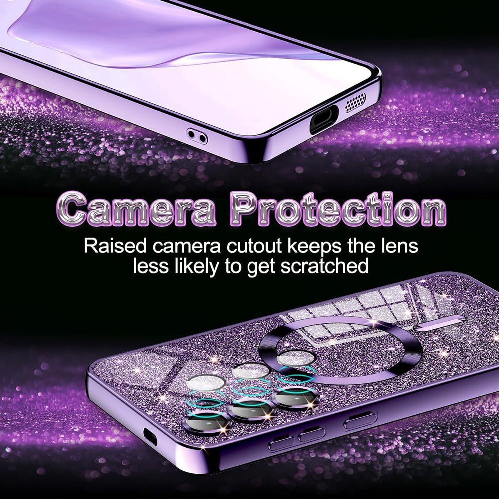 MagSafe-etui til Apple iPhone 13 Pro Max, Techsuit, Luxury Glitter, Lys lilla