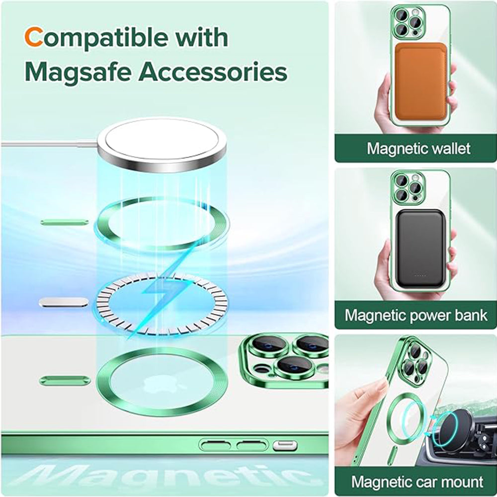 MagSafe-etui til Apple iPhone 13 Pro, Techsuit, Luxury Crystal, Lysegrøn