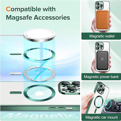 MagSafe-etui til Apple iPhone 13 Pro, Techsuit, Luxury Crystal, Mørkegrøn