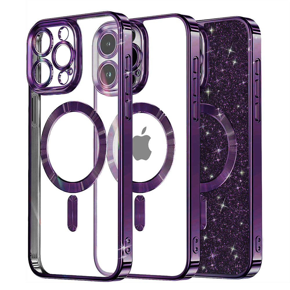 MagSafe-etui til Apple iPhone 13 Pro, Techsuit, Luxury Glitter, Mørkelilla